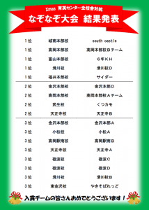 なぞなぞ大会結果発表 金沢育英センター