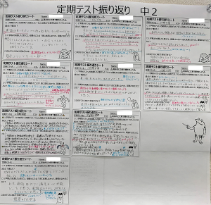 中学生 ２学期中間テスト振り返りシート 金沢育英センター