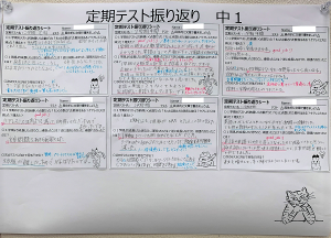 中学生 ２学期中間テスト振り返りシート 金沢育英センター